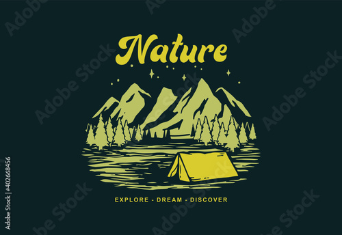 Nature hand draw for tshirt design
