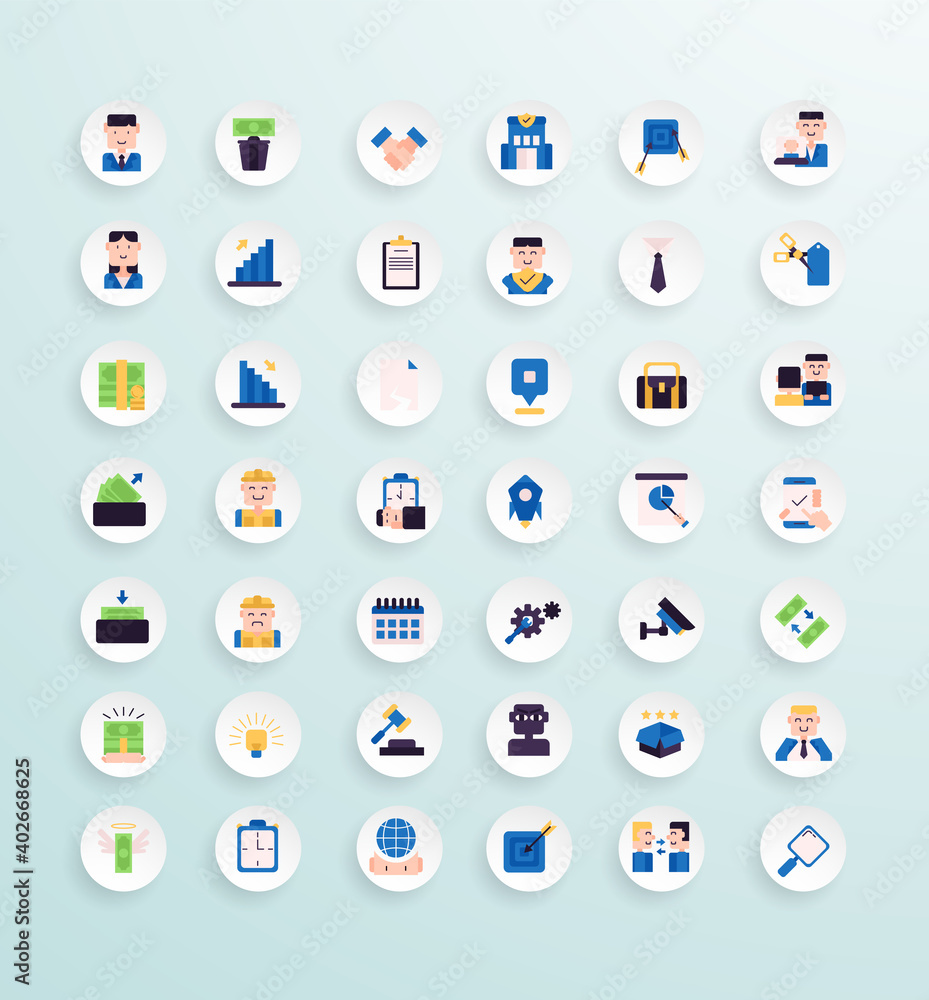 Business icon pack color style Business icon pack color style