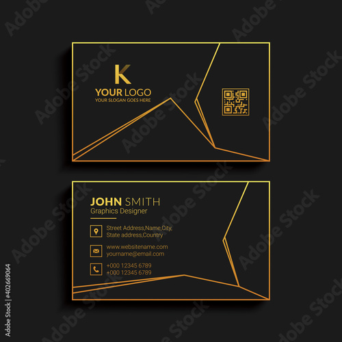 Luxury golden vector business card with logotype template. Premium letter logo with golden design. Elegant corporate identity.