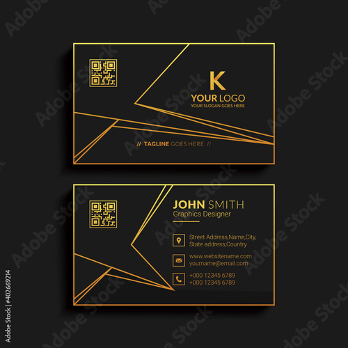 Luxury golden vector business card with logotype template. Premium letter logo with golden design. Elegant corporate identity.