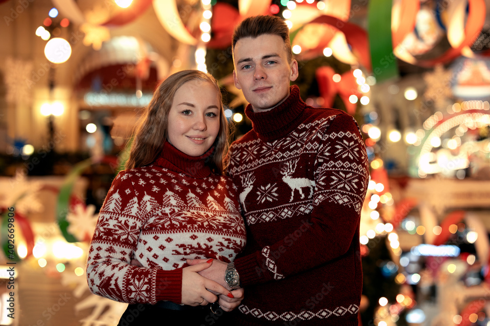 Christmas Love Story, Young Couple celebrating Christmas and New Year. Christmas Love Story, Young Couple celebrating Christmas and New Year.