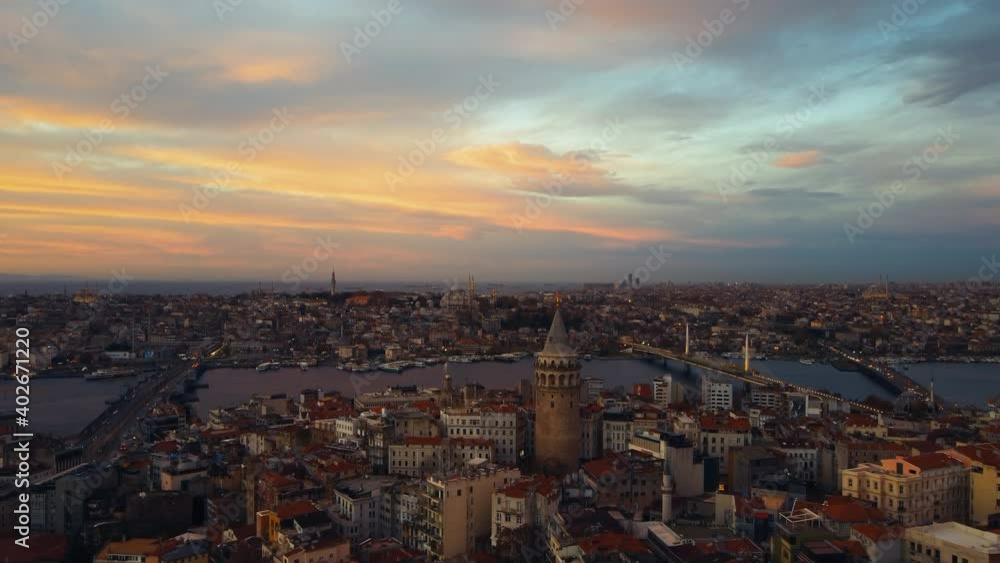 Aerial view of Istanbul Golden horn at Sunrise. Turkey Aerial view of Istanbul Golden horn at Sunrise. Turkey