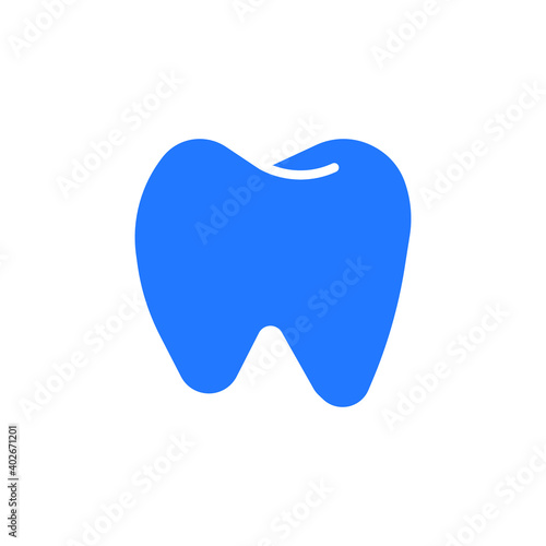 Vector illustration of tooth icon in flat design. Blue teeth icon isolated . Vector illustration color editable isolated on blank background. Eps 10.