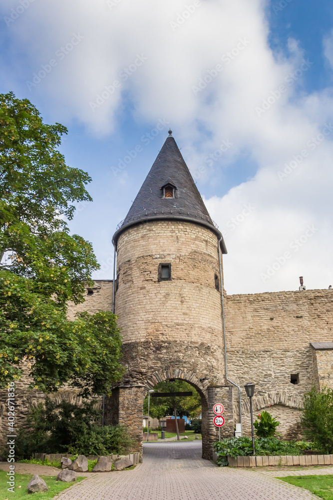 Entrance tower in the ancient city wall of Andernach, Germany