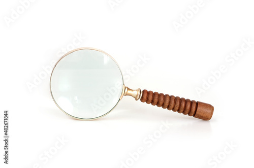 Retro magnifying glass (magnifier) isolated on white background