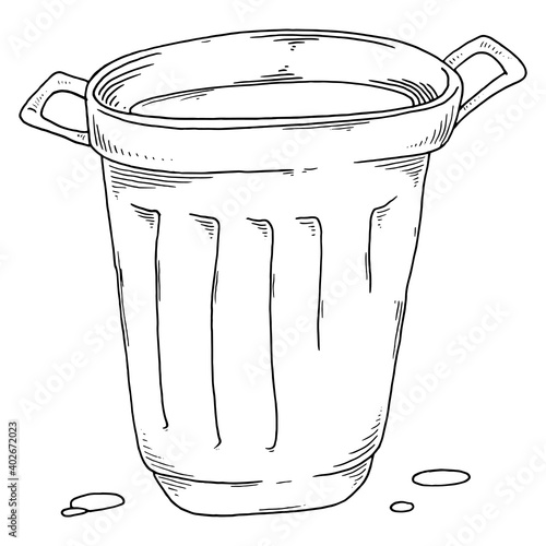 Trash can. Vector aluminum trash can. Waste bin, garbage.