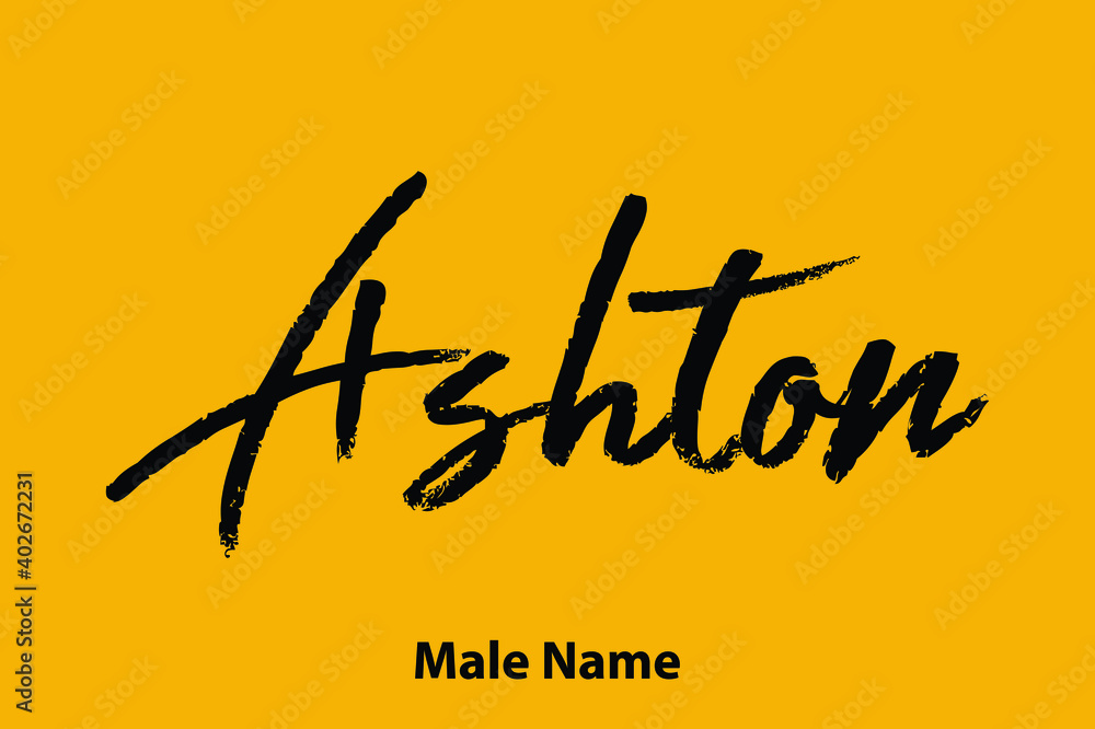 Ashton-Male Name Brush Calligraphy Text on Yellow Background Ashton-Male Name Brush Calligraphy Text on Yellow Background