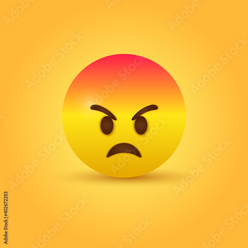 Mad angry emoticon face or hate emoji character, grumpy emoji - emoticon, angry, pouting, grumpy, mad red emoji for social media