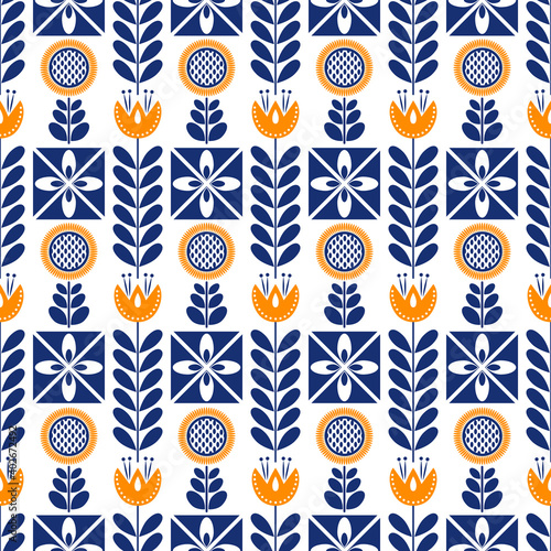 Scandinavian folk art seamless pattern. The Nordic style. Vector illustration.