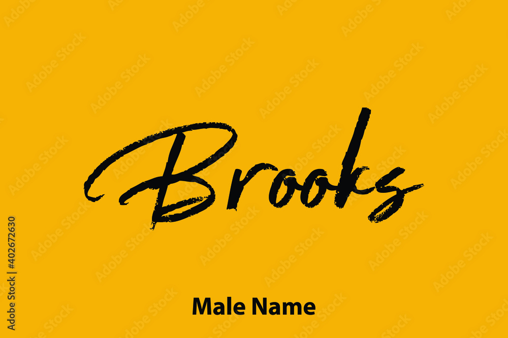 Brooks-Male Name Brush Calligraphy Text on Yellow Background Brooks-Male Name Brush Calligraphy Text on Yellow Background