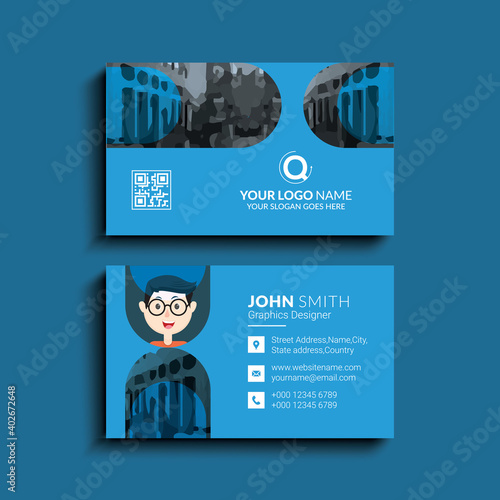 Modern business card template design. abstract. Contact card for the company. Two sided background. Vector illustration.