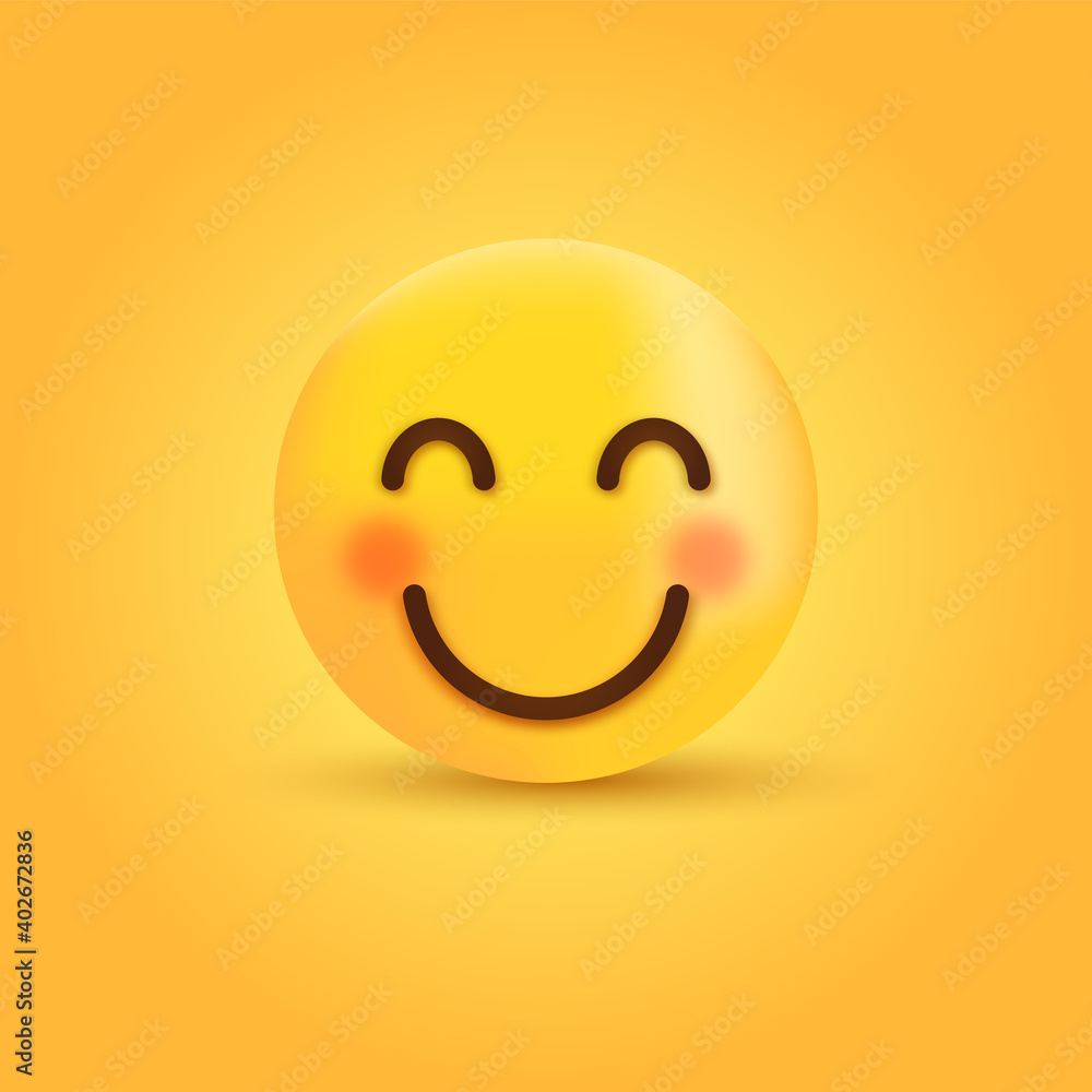 Smiling Face with Smiling Eyes, 3d happy Smiley emoji, cute emoticon with cheeks Smiling Face with Smiling Eyes, 3d happy Smiley emoji, cute emoticon with cheeks