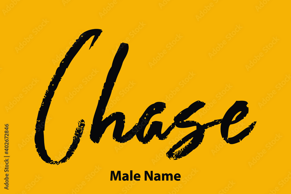 Chase -Male Name Brush Calligraphy Text on Yellow Background Chase -Male Name Brush Calligraphy Text on Yellow Background