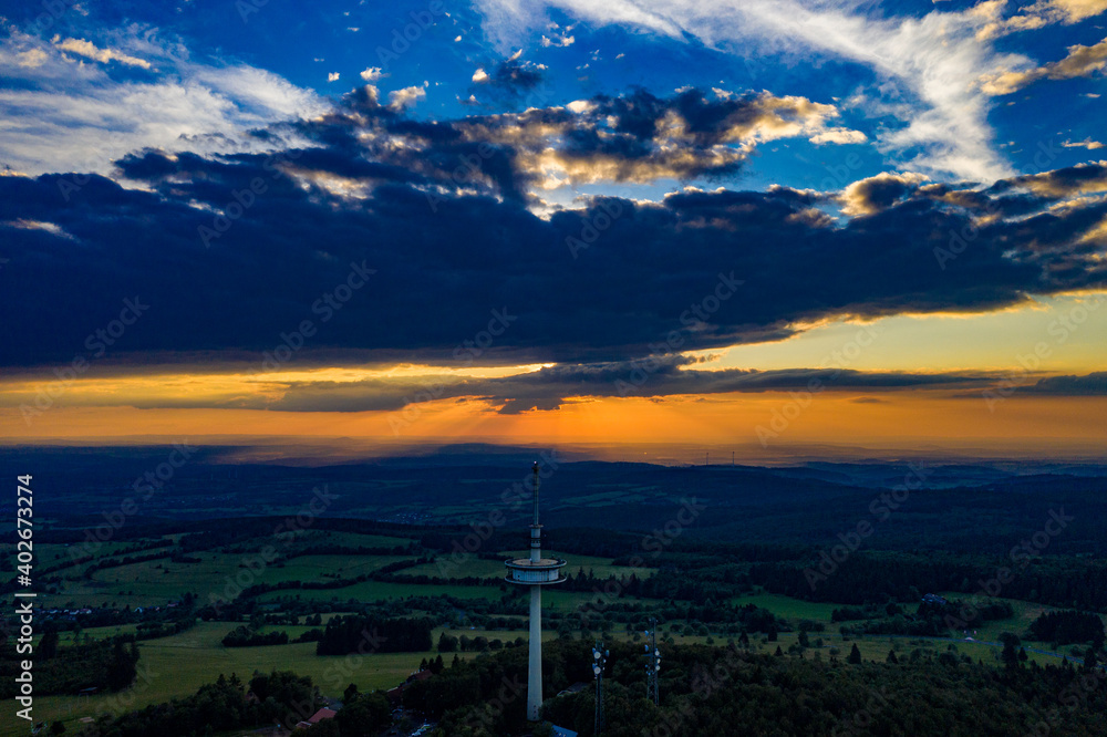 Hoherodskopf aus der Luft | Sonnenuntergang am Hoherodskopf in Hessen