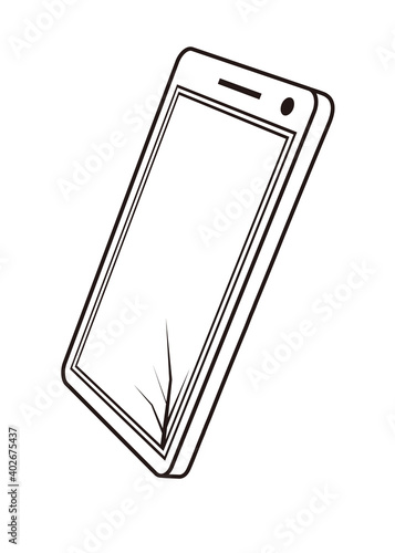 モノクロ スマホの故障・トラブル・問題　イラスト