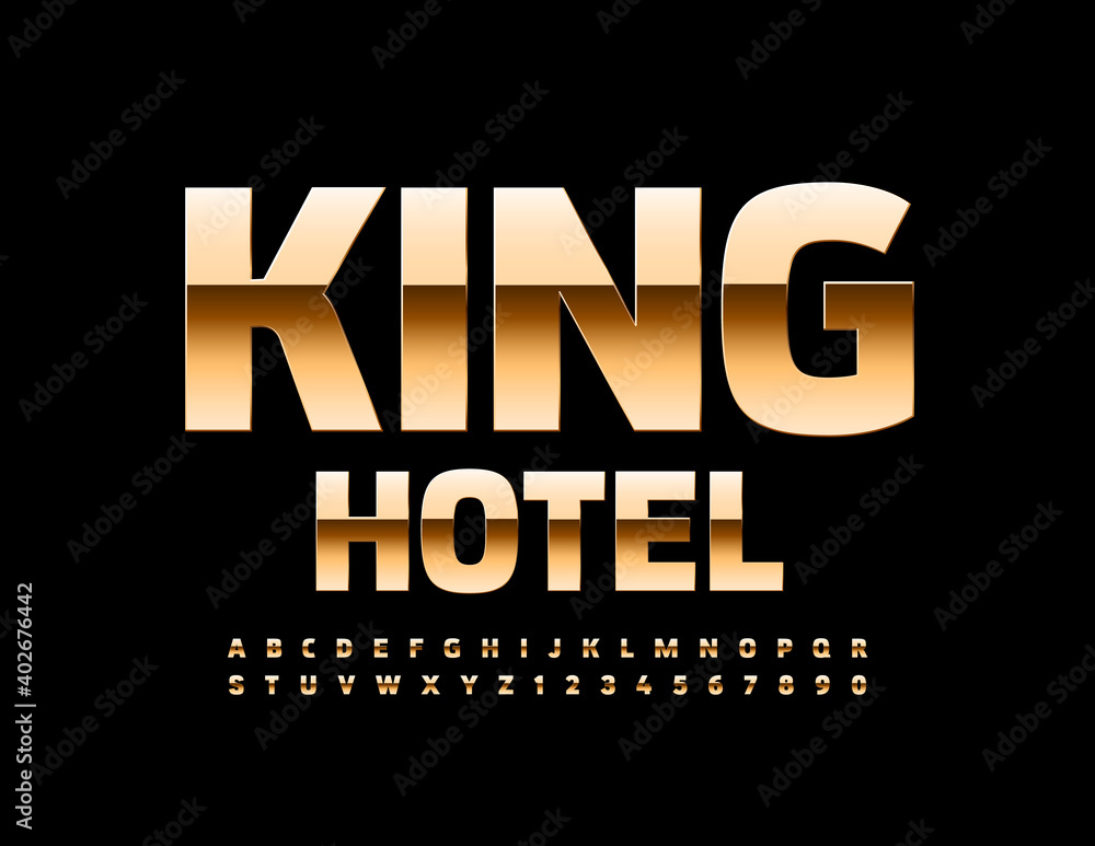 Vector royal logo King Hotel. Gold Shiny Font. Luxury premium Alphabet ...