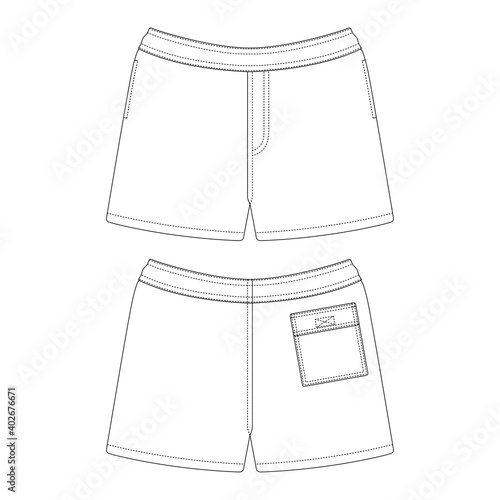 Template swim trunks vector illustration flat design outline clothing