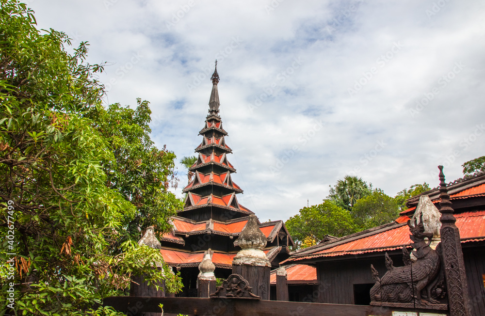Bagaya Monastery in Inwa near Mandalay Myanmar Burma Southeast Asia