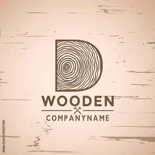 Letter D logo woodwork, Wood logo design, Woodworking logo, Logo Designs Vector Illustration Template