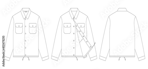 Template shirt jacket vector illustration flat design outline clothing