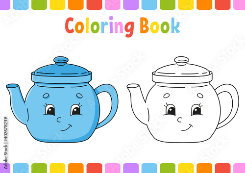 Coloring book for kids. Cartoon character. Vector illustration. Fantasy page for children. Black contour silhouette. Isolated on white background.