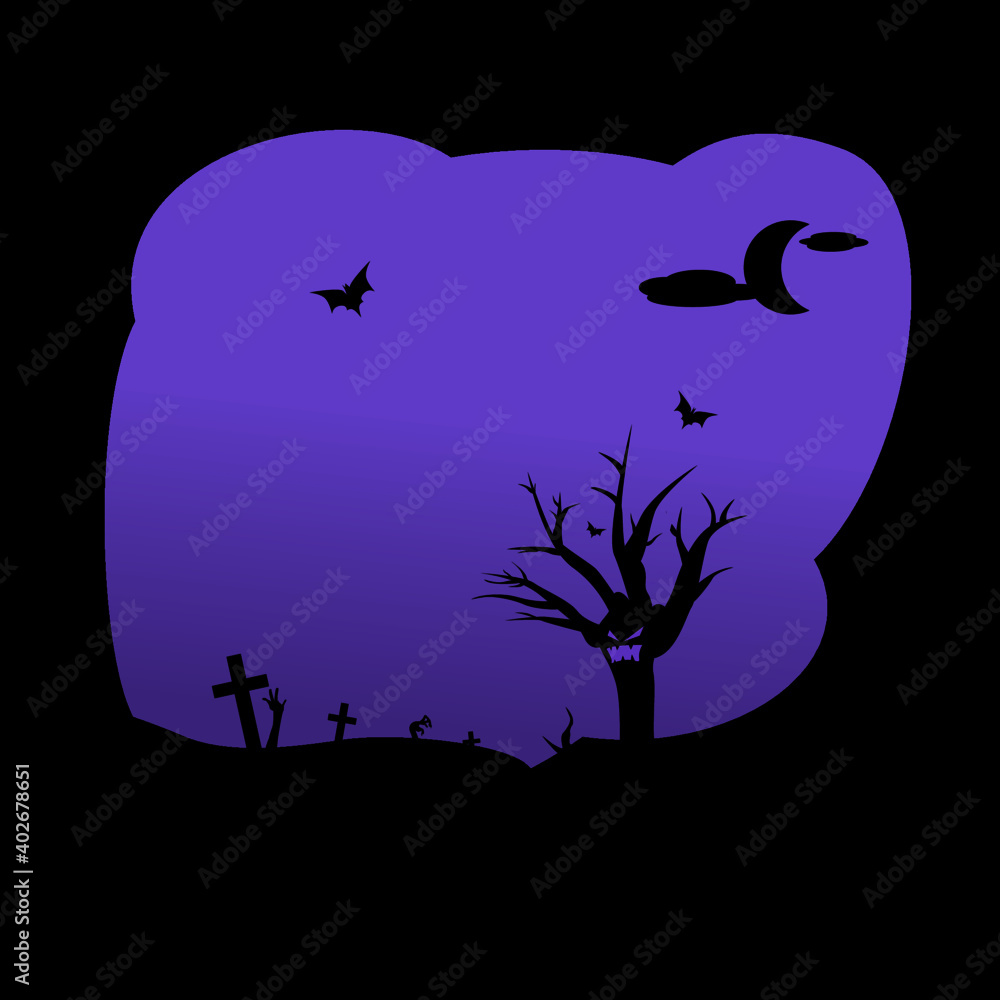 Spooky tree with purple black background flat