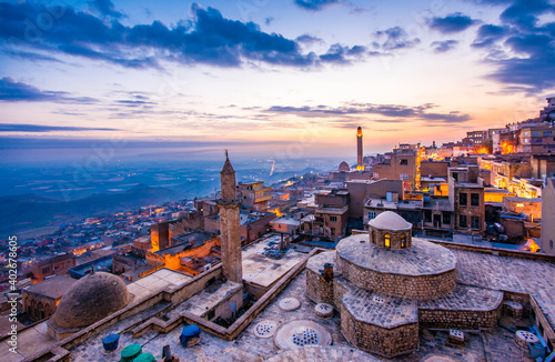 Mardin City sunset view in Turkey photo