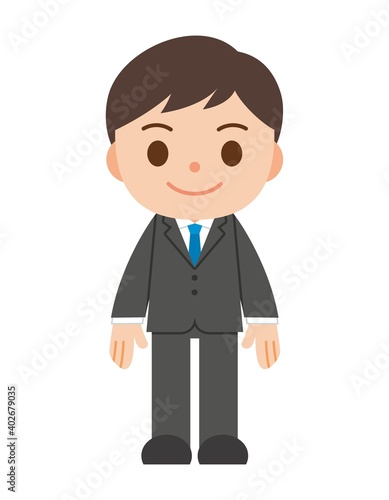 直立 スーツ 男性