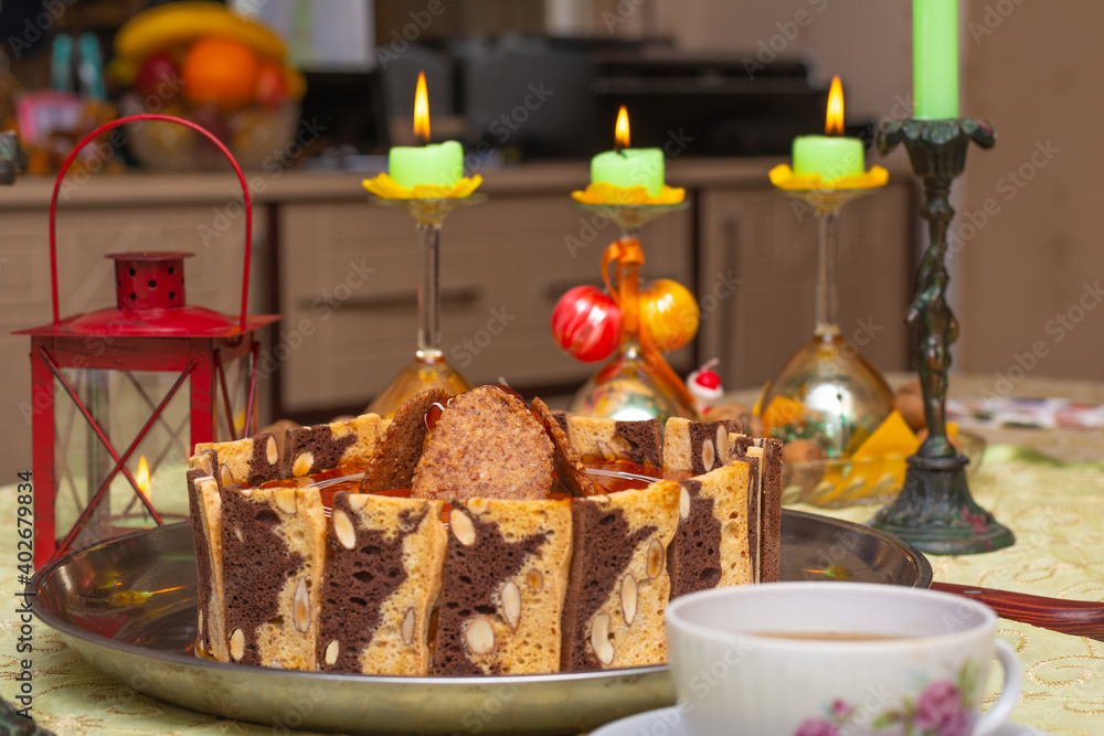 Naklejka premium Homemade holiday sweet cake