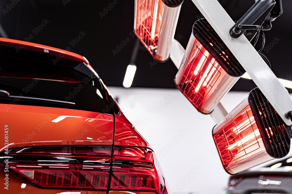 IR curring and heating car after applying ceramic coating on car.