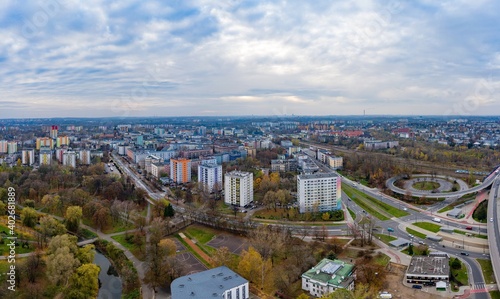 Aerial view of city center of Sosnowiec. Upper Silesia. Poland.