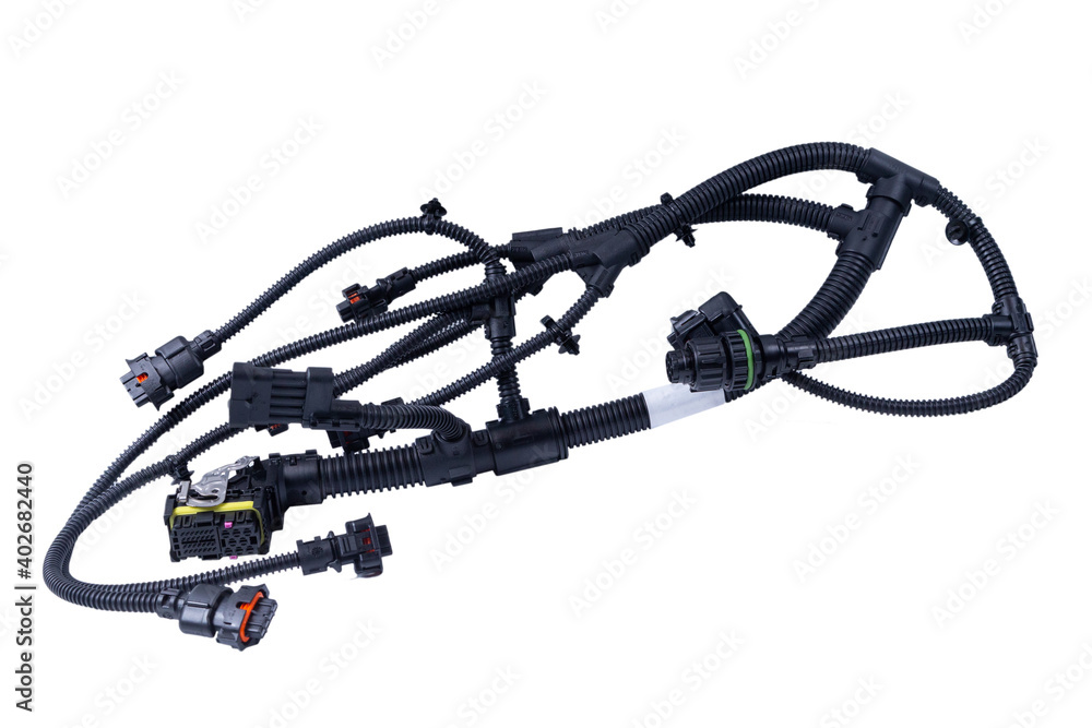 Engine wiring harness isolated on white background Engine wiring harness isolated on white background