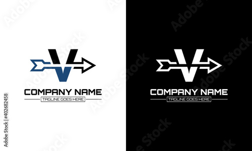 Vector illustration of V logo shape arrow graphic