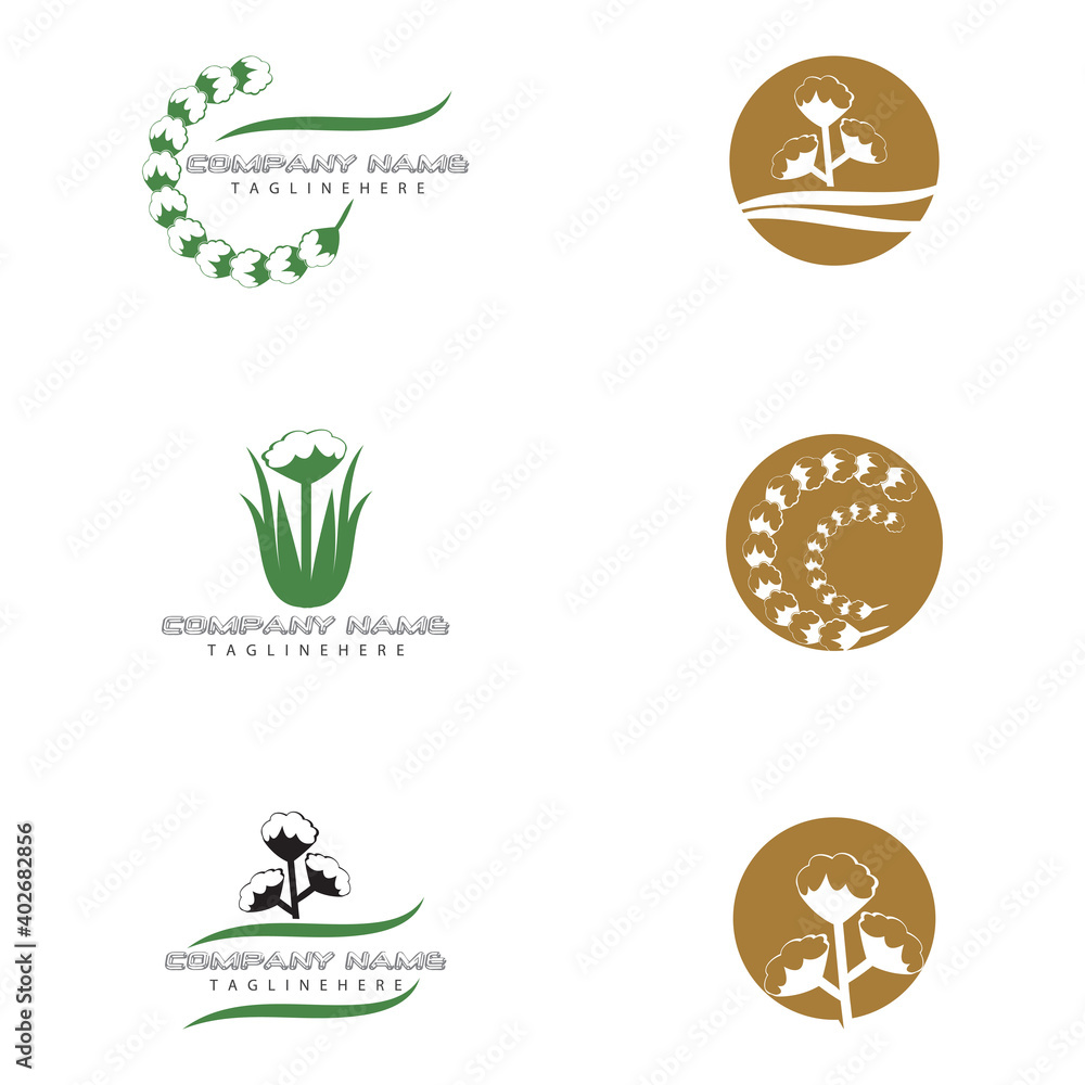Set Cotton Logo Template vector symbol nature Set Cotton Logo Template vector symbol nature