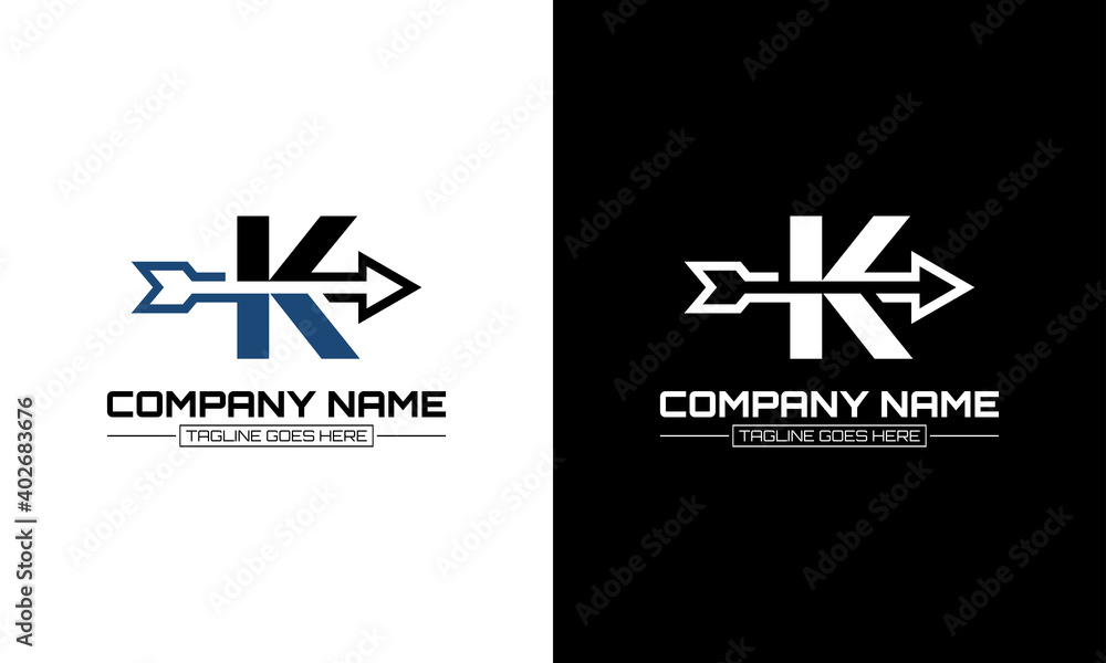 Vector illustration of K logo shape arrow graphic Vector illustration of K logo shape arrow graphic