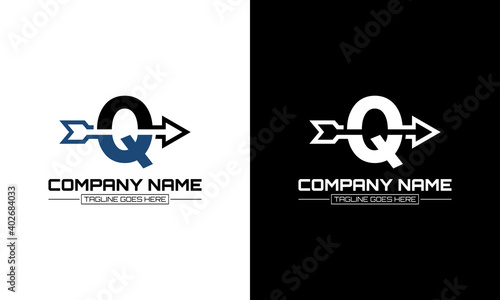 Vector illustration of Q logo shape arrow graphic