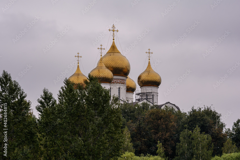 golden domes of the church. religion and belief