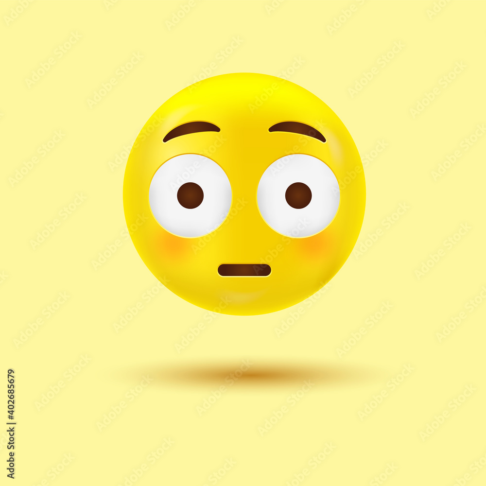 Flushed Face, emoji Face with Wide Open Eyes, Blushing emoticon