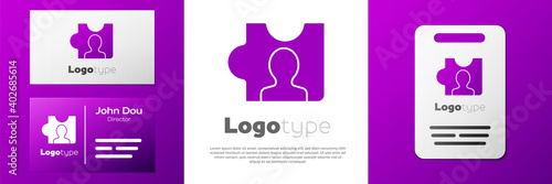Logotype Head hunting icon isolated on white background. Business target or Employment sign. Human resource and recruitment for business. Logo design template element. Vector.