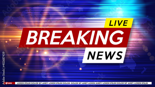 Breaking News Live on World Map Background. Business Technology News Background.