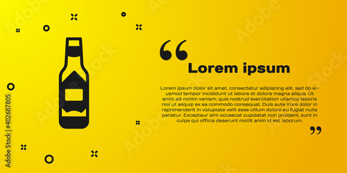 Black Tabasco sauce icon isolated on yellow background. Chili cayenne spicy pepper sauce. Vector.