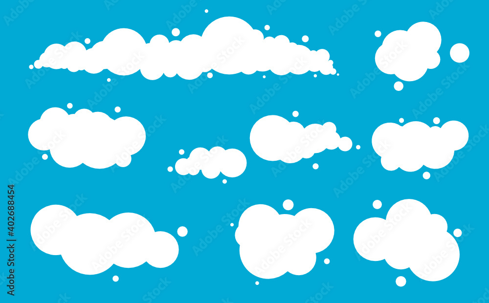 clouds set with simple, minimalist, and modern. for icons, symbols, clip art.