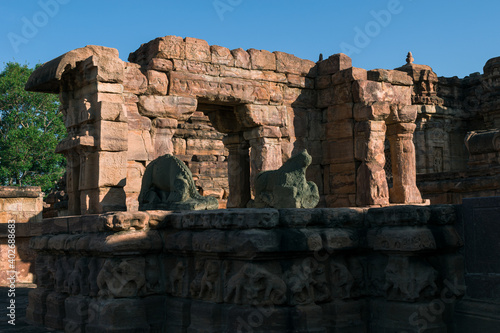 Ancient Hindu temple outlook at Pattadakal, karnataka, India photo