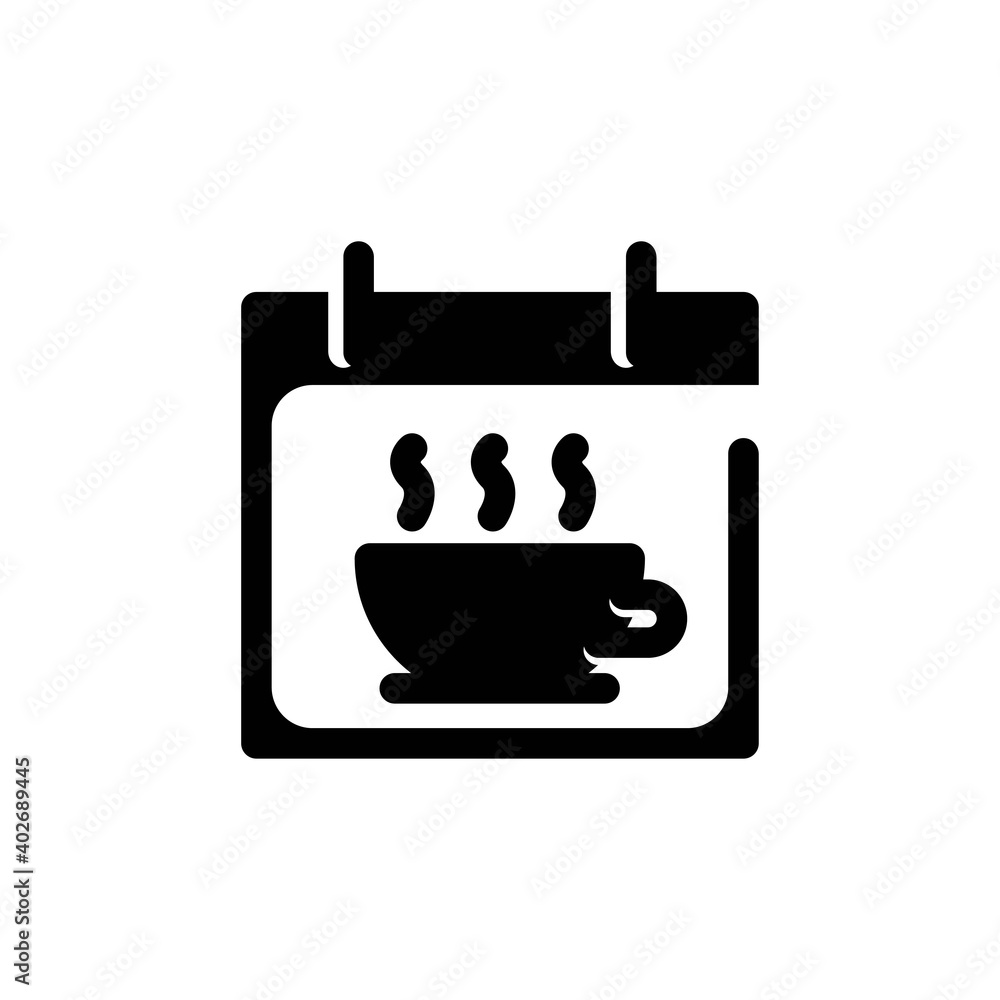 Coffee glyph line Icon. calendar and date vector illustration on white background Coffee glyph line Icon. calendar and date vector illustration on white background