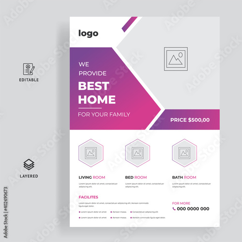 Creative Style Real Estate Flyer Or Poster Design Fully Editable  Vector Template