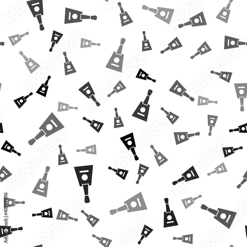 Black Musical instrument balalaika icon isolated seamless pattern on white background. Vector.