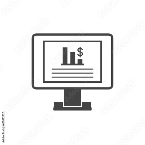 Dashboard icon on monitor cartoon style on white isolated background.