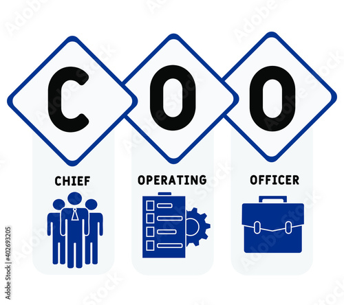 COO - Chief Operating Officer acronym. business concept background.  vector illustration concept with keywords and icons. lettering illustration with icons for web banner, flyer, landing page