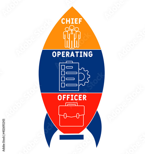 COO - Chief Operating Officer acronym. business concept background.  vector illustration concept with keywords and icons. lettering illustration with icons for web banner, flyer, landing page