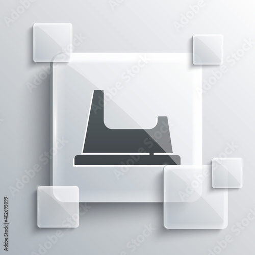Grey Baby potty icon isolated on grey background. Chamber pot. Square glass panels. Vector.